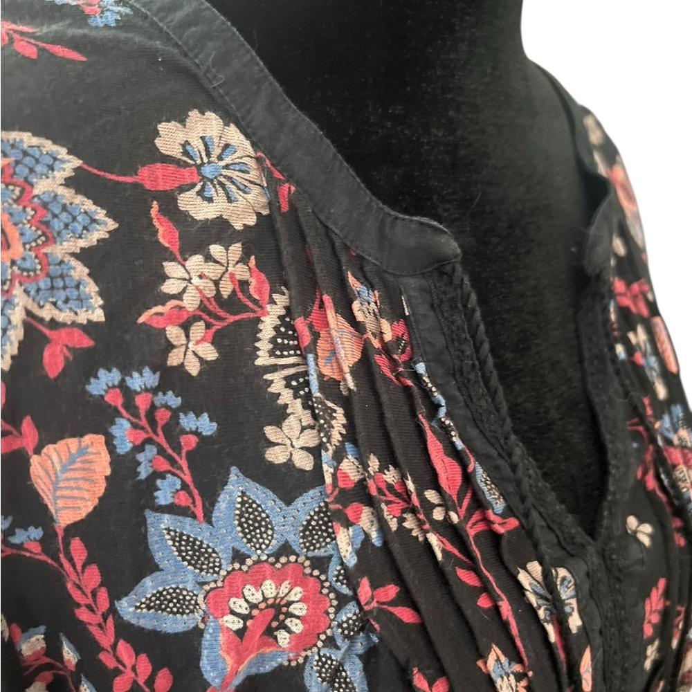 VINTAGE AMERICA Tunic 1X Black Floral Long Sleeve - Picture 2 of 6